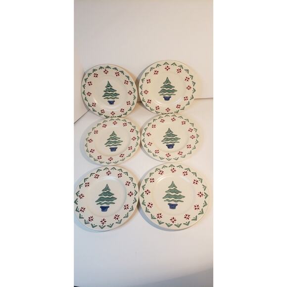 Set of 6 Pfaltzgraff Nordic Christmas Salad Plates 8" Holiday Stoneware - Picture 1 of 13